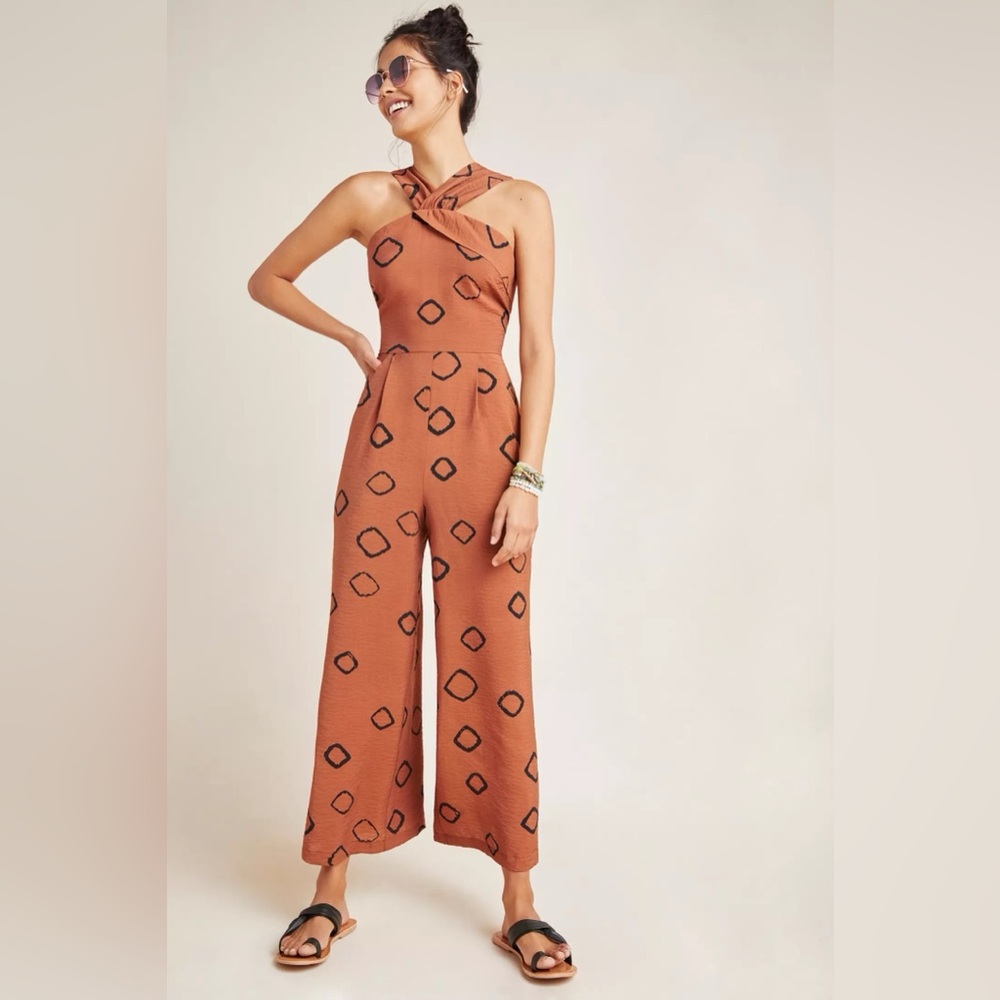 ANTHROPOLOGIE/ EVA FRANCO Faith Block-Printed Jumpsuit - Sz 0